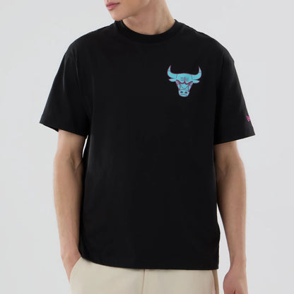 The model is wearing this NBA Neon Light Chicago Bulls T-Shirt in black. 3