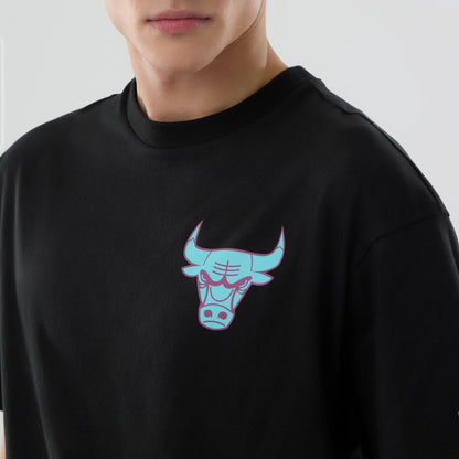 The model is wearing this NBA Neon Light Chicago Bulls T-Shirt in black. 4