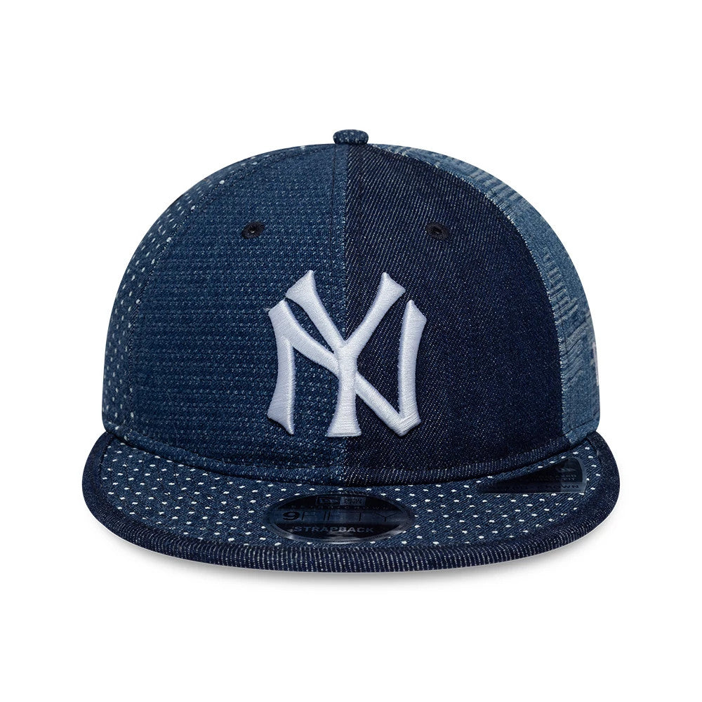 Pictured is this MLB Multi Panel Denim New York Yankees Retro Crown 9FIFTY cap in dark blue. 2