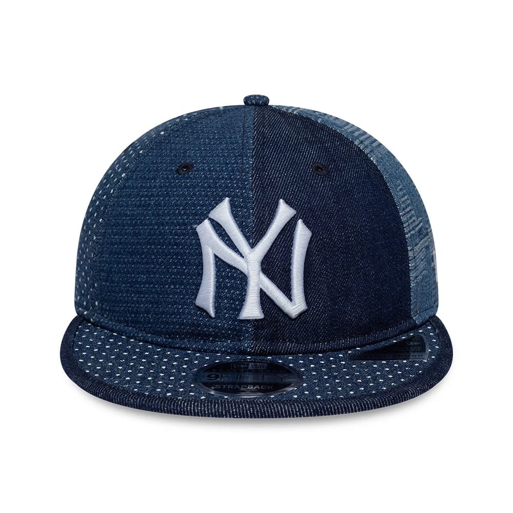 Pictured is this MLB Multi Panel Denim New York Yankees Retro Crown 9FIFTY cap in dark blue. 2