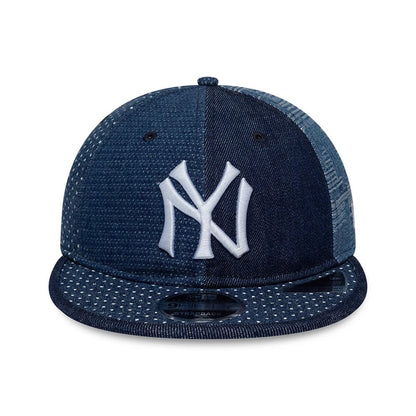 Pictured is this MLB Multi Panel Denim New York Yankees Retro Crown 9FIFTY cap in dark blue. 2