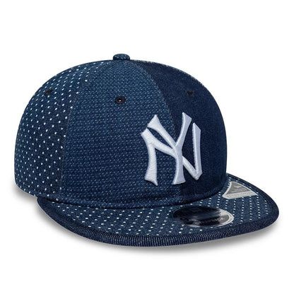 Pictured is this MLB Multi Panel Denim New York Yankees Retro Crown 9FIFTY cap in dark blue. 3