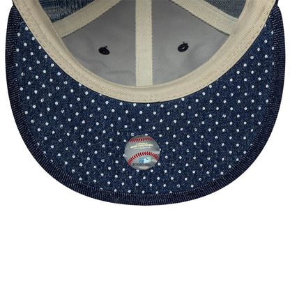 Pictured is this MLB Multi Panel Denim New York Yankees Retro Crown 9FIFTY cap in dark blue. 4