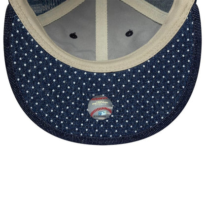 Pictured is this MLB Multi Panel Denim New York Yankees Retro Crown 9FIFTY cap in dark blue. 4