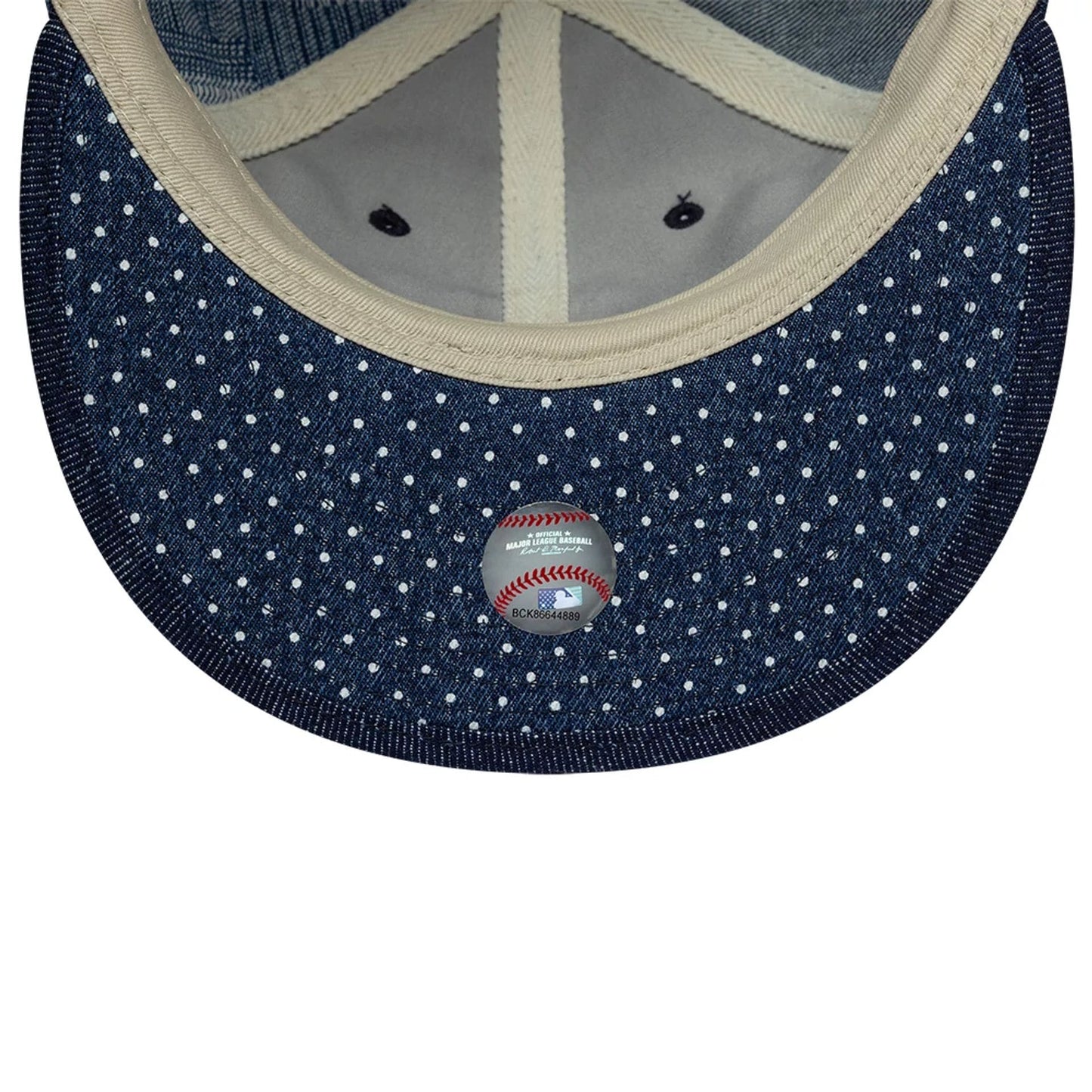 Pictured is this MLB Multi Panel Denim New York Mets Retro Crown 9FIFTY cap in dark blue. 4