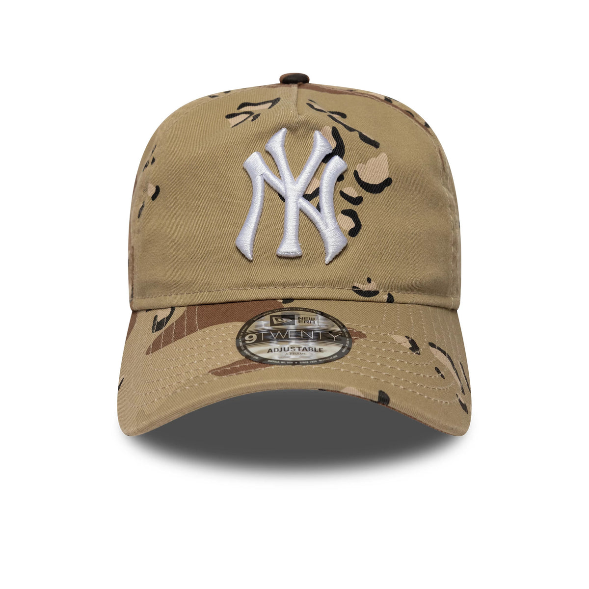 Pictured is this MLB Camo Reserve New York Yankees 9TWENTY A-Frame Adjustable cap in Desert Camo. 2