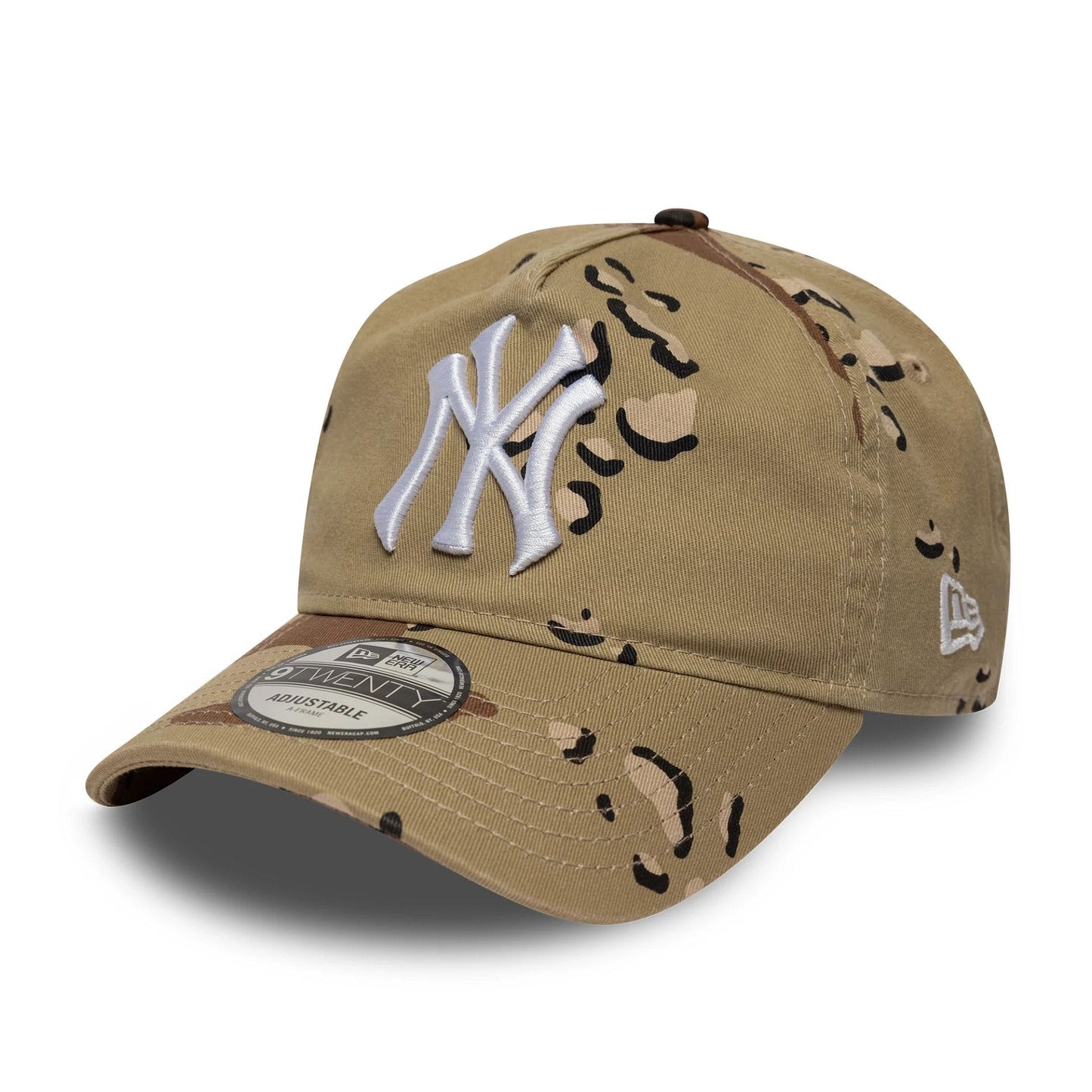 Pictured is this MLB Camo Reserve New York Yankees 9TWENTY A-Frame Adjustable cap in Desert Camo. 1