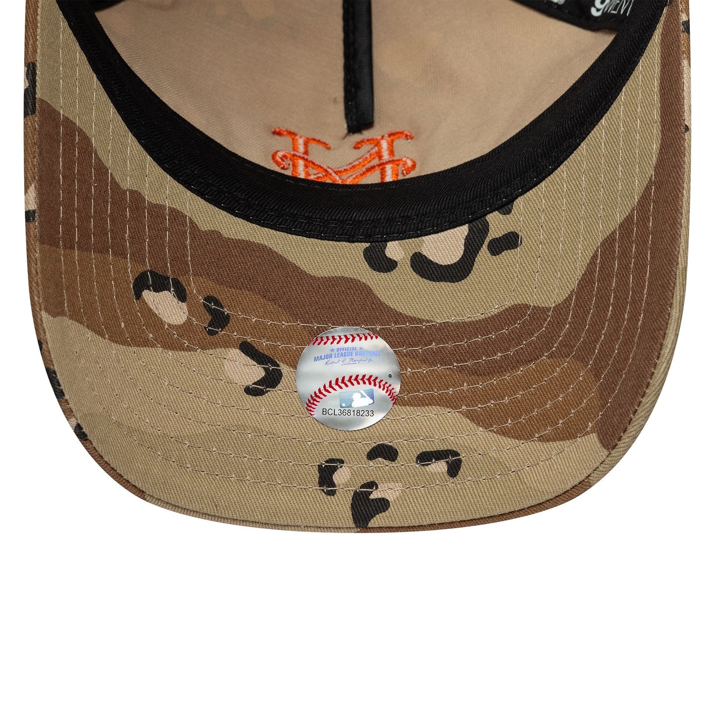 back pofile camo NY mets green and brown cap