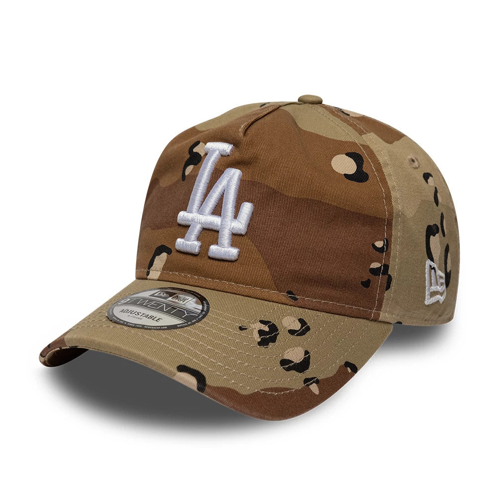Pictured is this MLB Camo Reserve LA Dodgers 9TWENTY A-Frame Adjustable cap in Desert Camo. 1