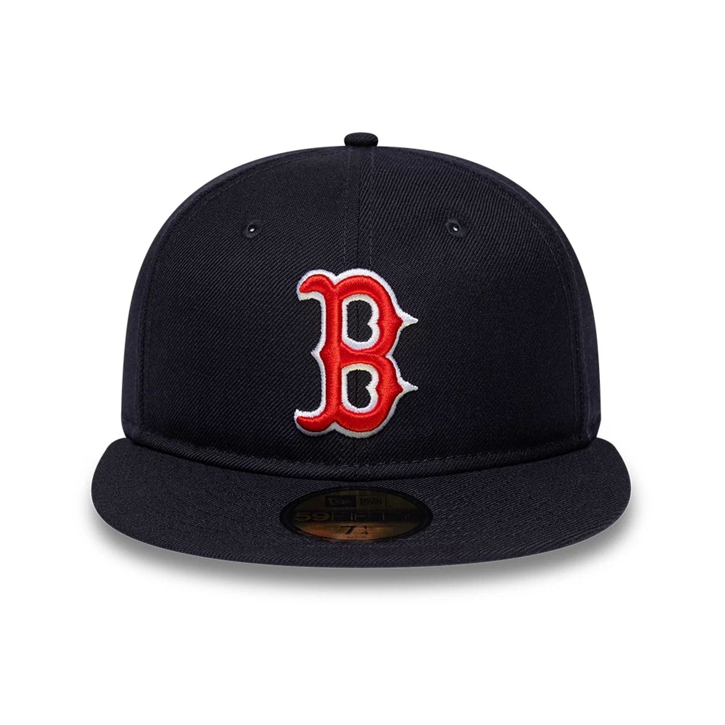 Pictured is this MLB Soft Buckram Boston Red Sox 59FIFTY Fitted cap in navy. 3