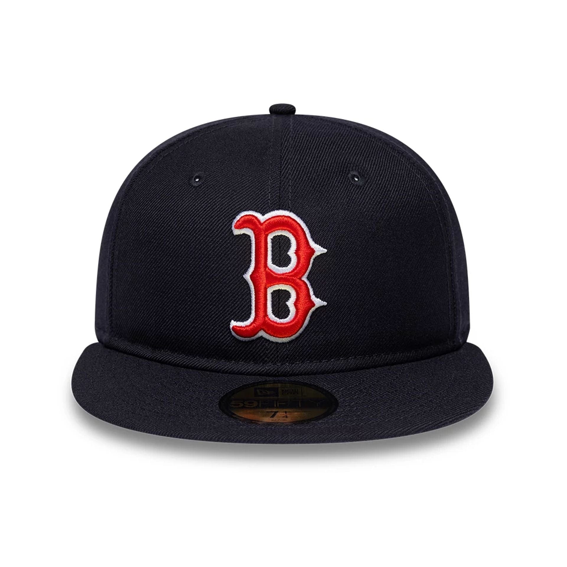 Pictured is this MLB Soft Buckram Boston Red Sox 59FIFTY Fitted cap in navy. 3