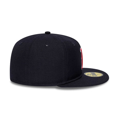 Pictured is this MLB Soft Buckram Boston Red Sox 59FIFTY Fitted cap in navy. 7