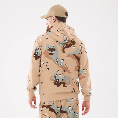 The model is wearing this MLB Camo New York Yankees 2 Way Full Zip Hoodie in Desert Camo. 2