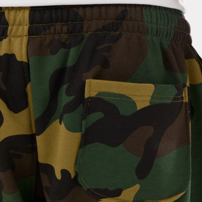 The model is wearing this New Era Woodland Camo Joggers in Woodland Camo. 5