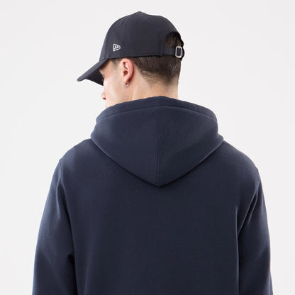 The model is wearing this MLB Comfort New York Yankees 2 Way Full Zip Hoodie in navy. 7