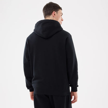 The model is wearing this MLB Comfort New York Mets 2 Way Full Zip Hoodie in black. 2