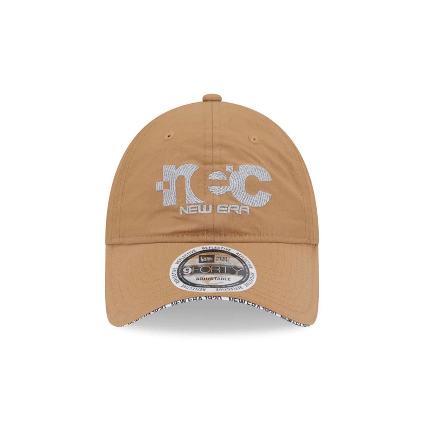 Pictured is this New Era NEC Logo 9FORTY Unstructured cap in Beige. 3