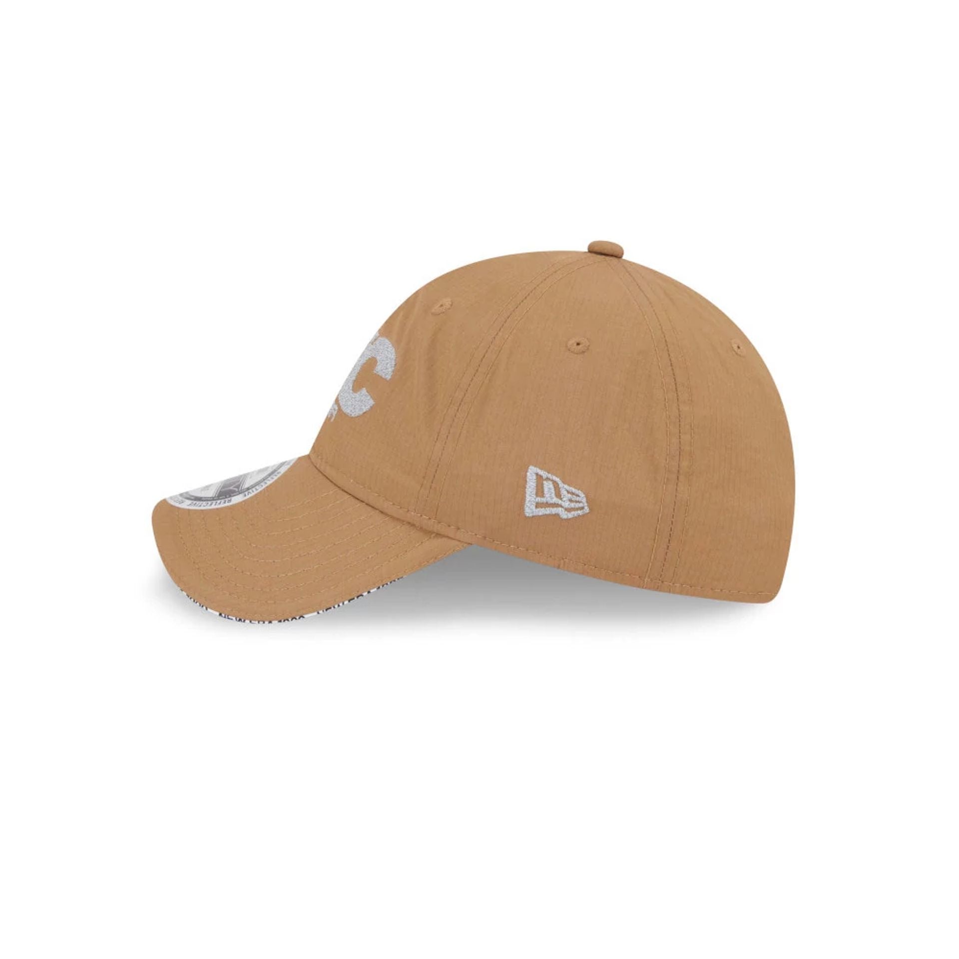 Pictured is this New Era NEC Logo 9FORTY Unstructured cap in Beige. 5