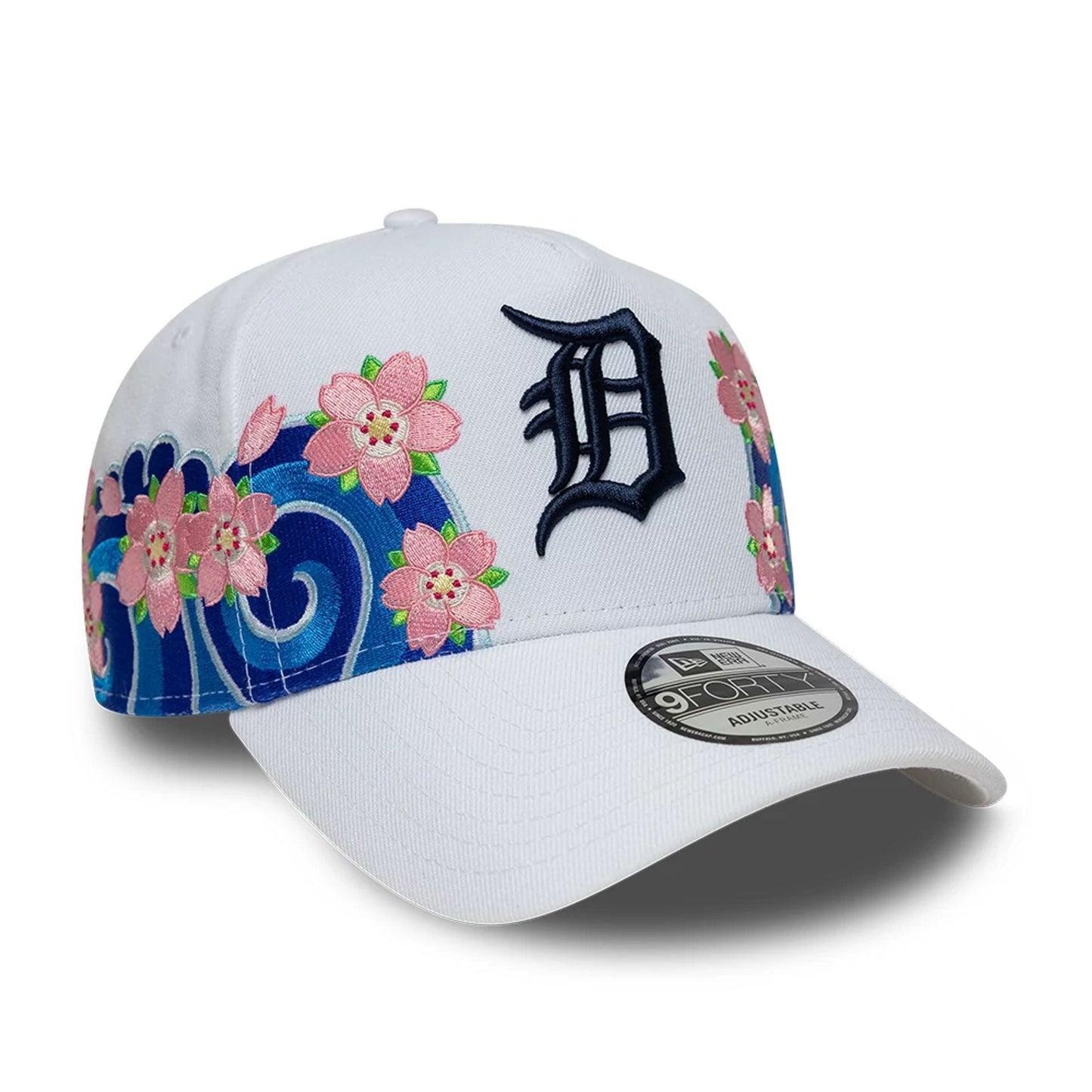 Pictured is this MLB Sakura Detroit Tigers 9FORTY A-Frame cap in white. 3