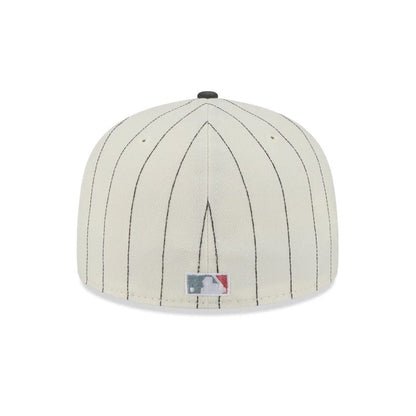 Pictured is this MLB Stripes New York Yankees 59FIFTY Fitted cap in cream & black. 5