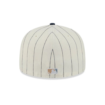 Pictured is this MLB Stripes LA Dodgers 59FIFTY Fitted cap in cream. 7