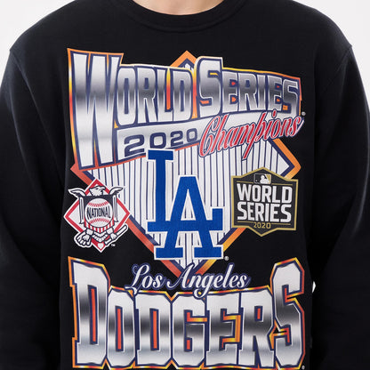The model is wearing this MLB Retro LA Dodgers Oversized Crew Neck Sweater in black. 5