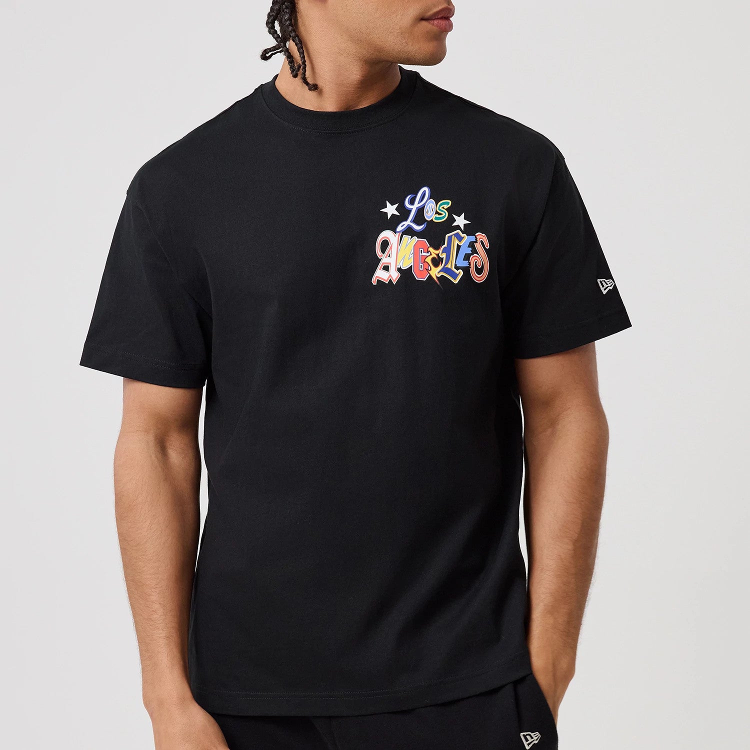 The model is wearing this MLB Word Art LA Dodgers T-Shirt in black. 3