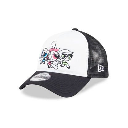 Pictured is this Powerpuff Girls 9FORTY A-Frame Trucker cap in Black. 1