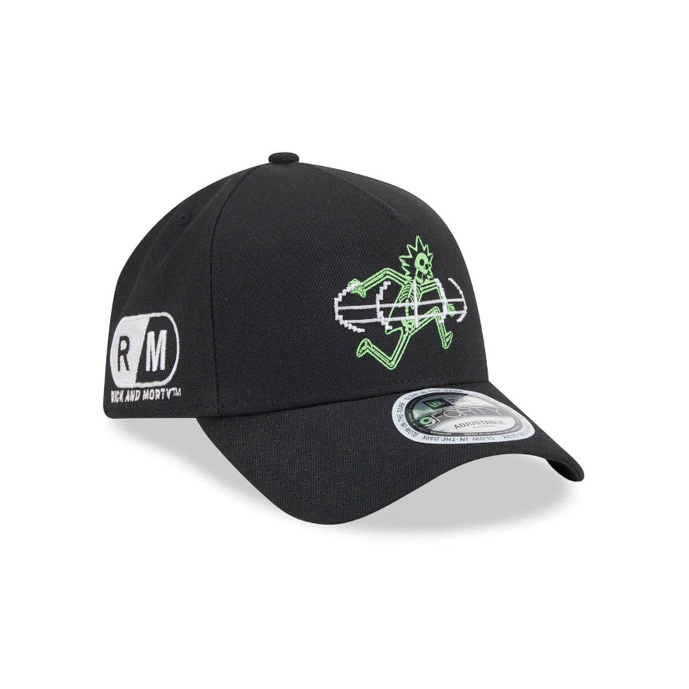 Pictured is this Rick And Morty Glow In The Dark 9FORTY A-Frame Adjustable cap in black. 1