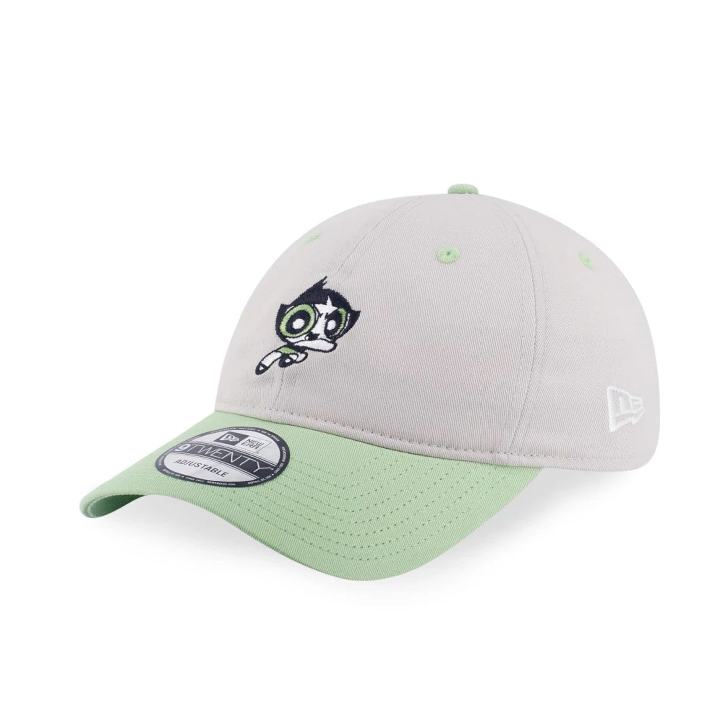 Pictured is this Powerpuff Girls Buttercup 9TWENTY cap in beige. 1