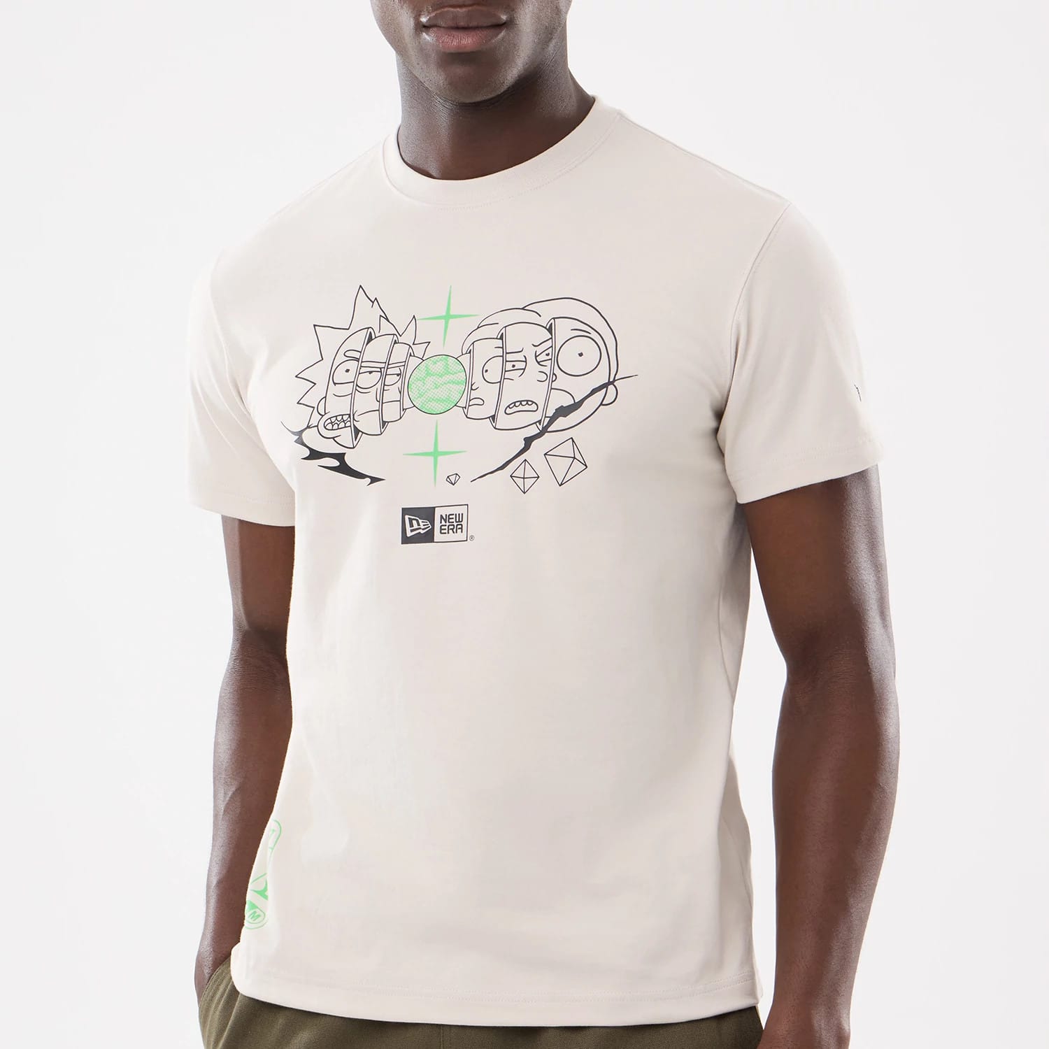The model is wearing this Rick And Morty T-Shirt in cream. 4