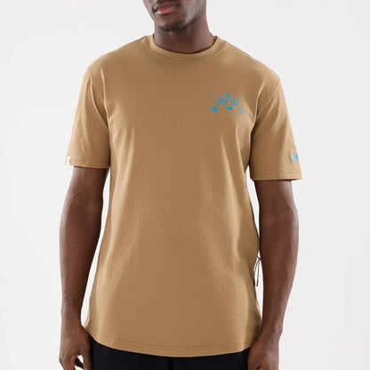 The model is wearing this New Era Outdoor Fishing T-Shirt in Beige. 5