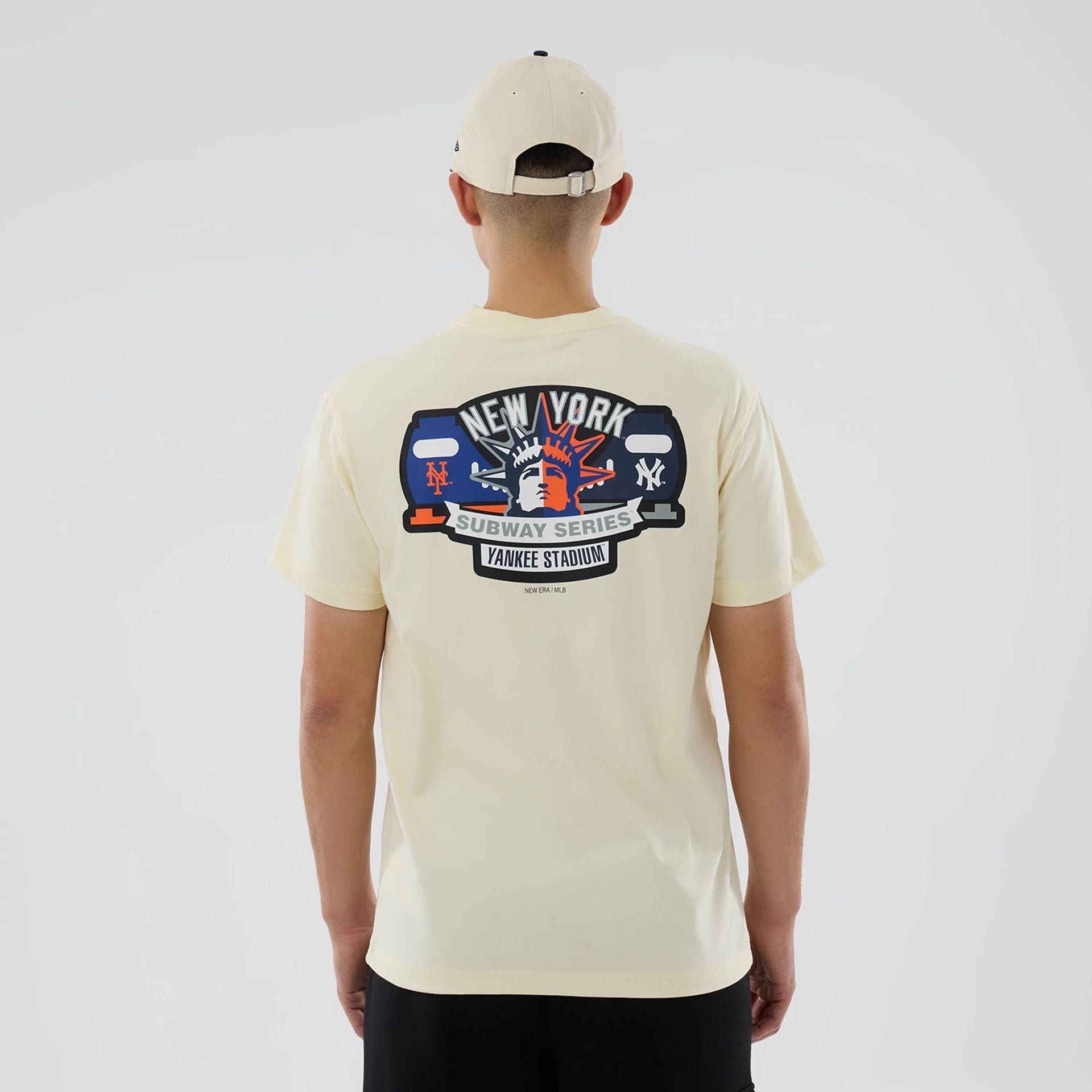 The model is wearing this MLB City Series New York Yankees T-Shirt in cream. 6