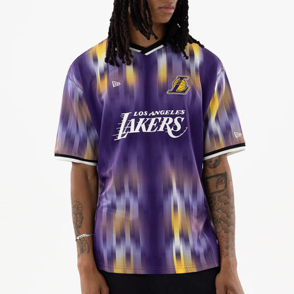 The model is wearing this NBA LA Lakers Soccer Jersey in purple. 3