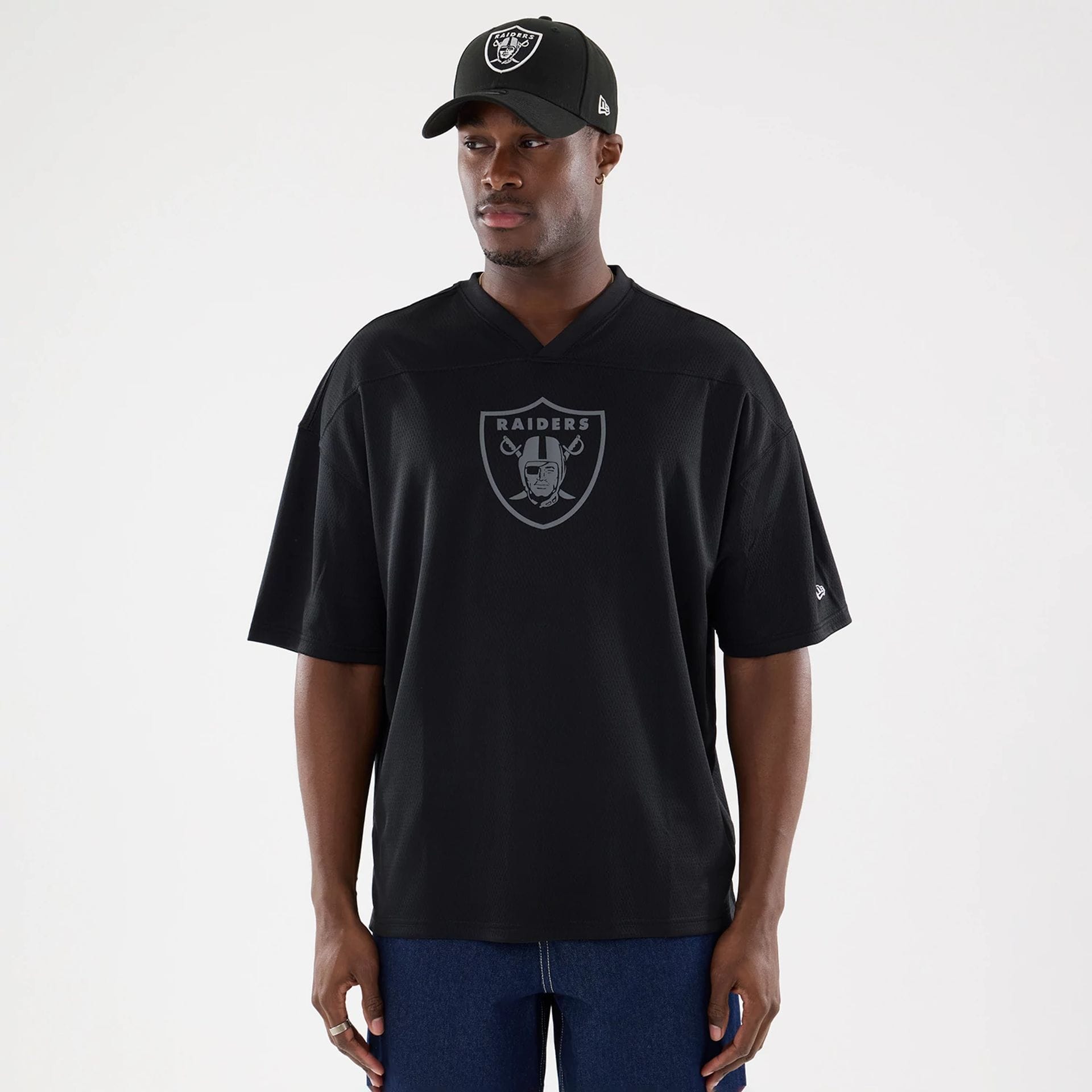 NFL Raiders Wear Las Vegas Raiders Black Mesh Oversized T-Shirt