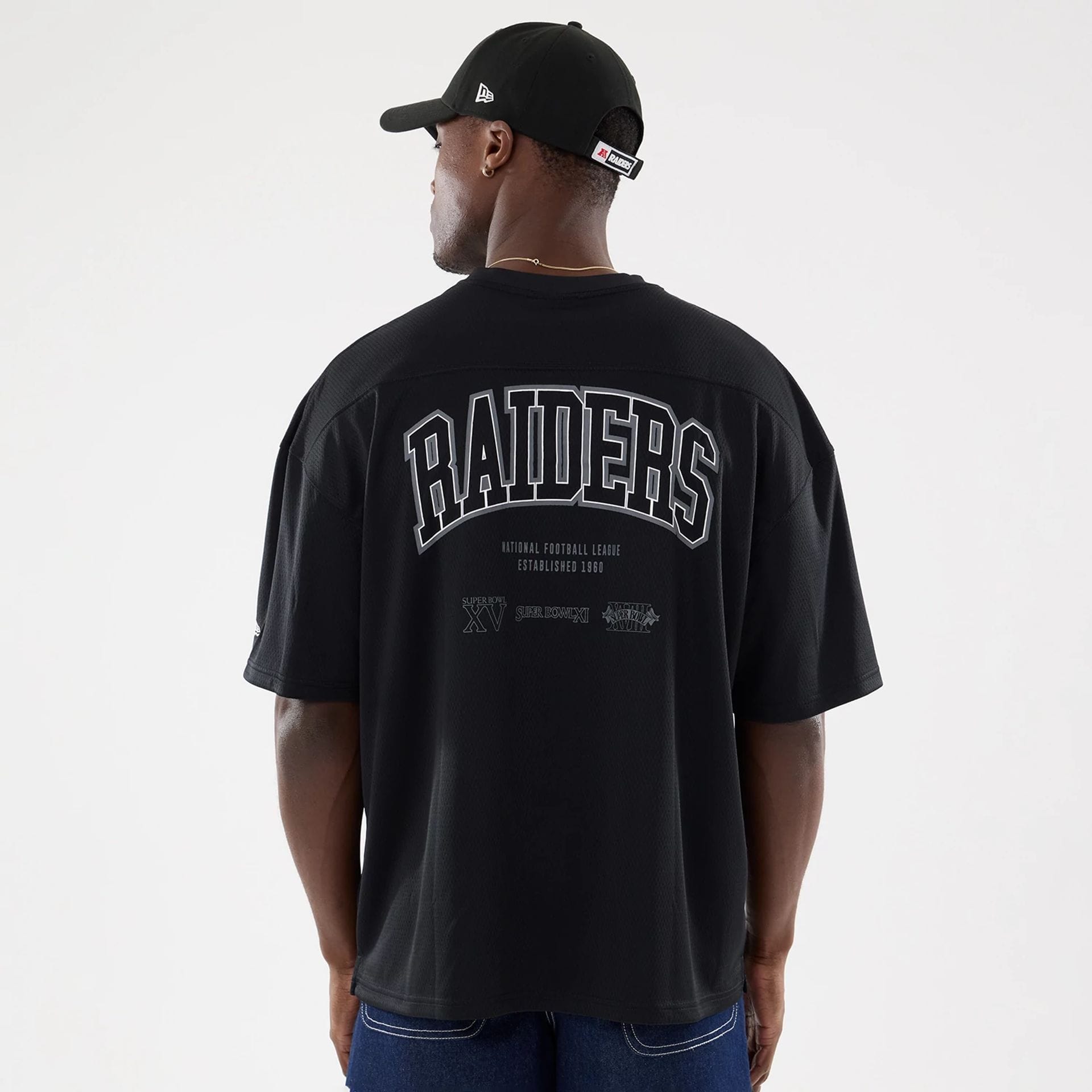 NFL Raiders Wear Las Vegas Raiders Black Mesh Oversized T-Shirt