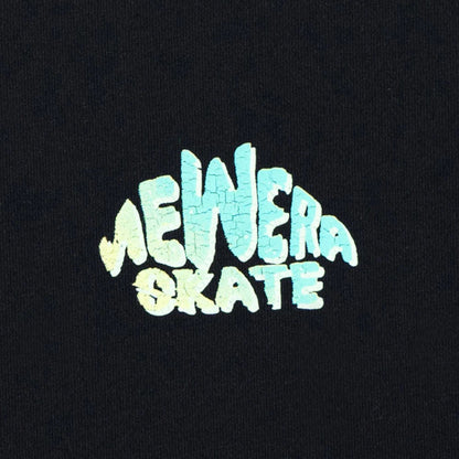 The model is wearing this New Era Skate Is Life Graphic Oversized T-Shirt in black. 3