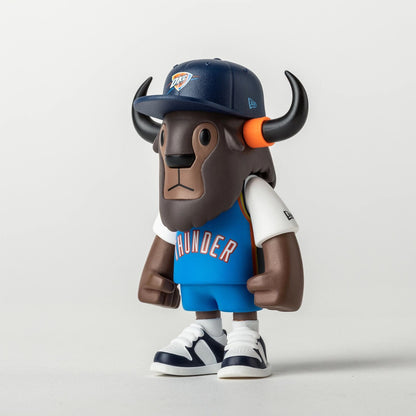 Pictured is this NBA 2025 Oklahoma City Thunder Mini Buffalo Figure in pastel blue. 2