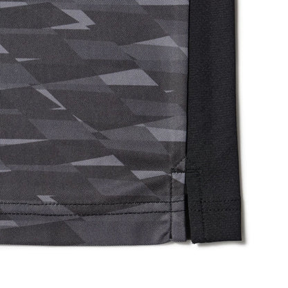 The model is wearing this New Era Grid Polo T-Shirt in black. 8