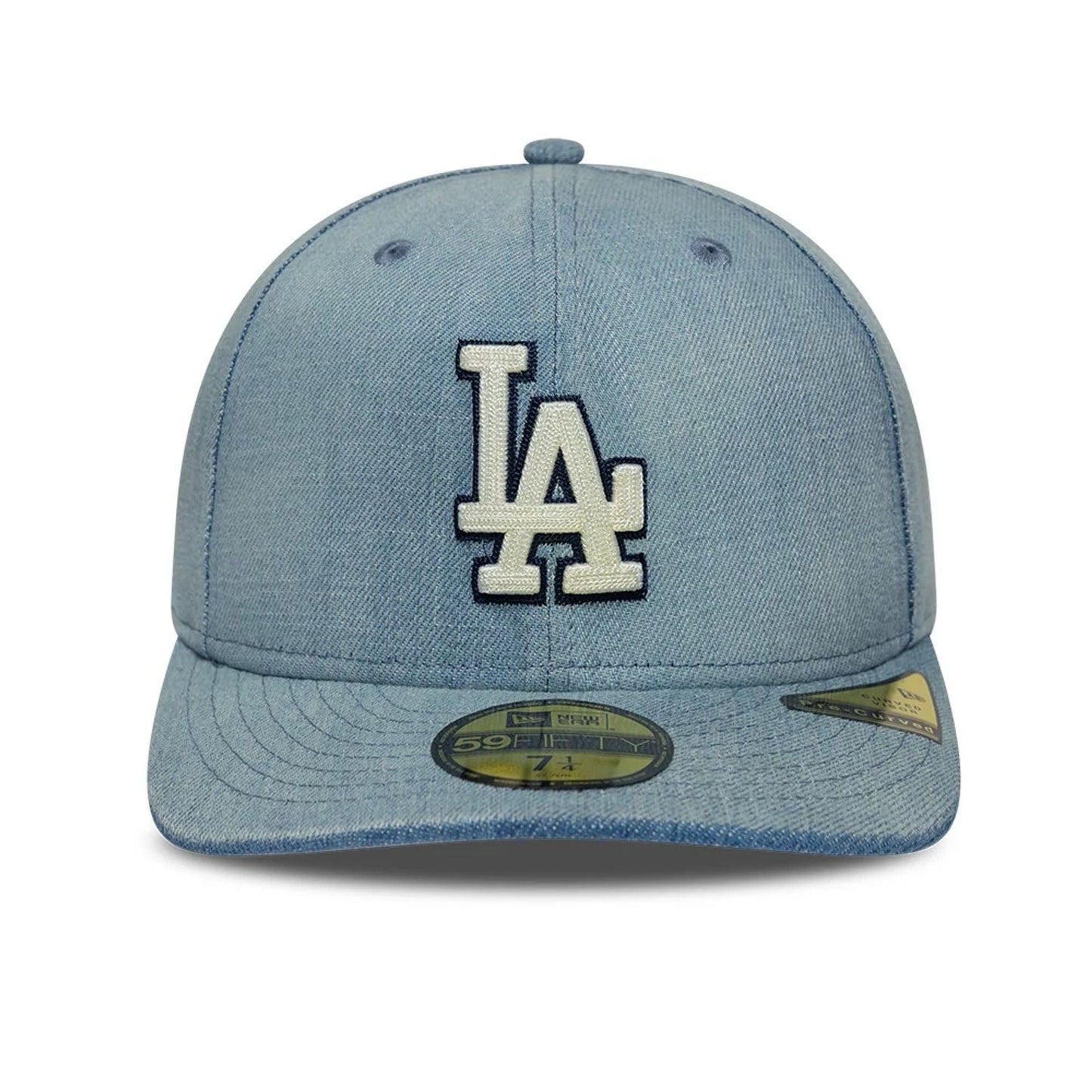 Pictured is this MLB Chain Stitch Washed Denim LA Dodgers 59FIFTY Fitted cap in navy. 3