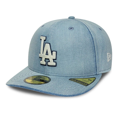 Pictured is this MLB Chain Stitch Washed Denim LA Dodgers 59FIFTY Fitted cap in navy. 1