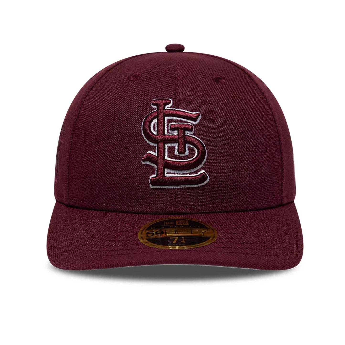 Pictured is this MLB College Varsity St. Louis Cardinals Low Profile 59FIFTY Fitted cap in dark red. 3