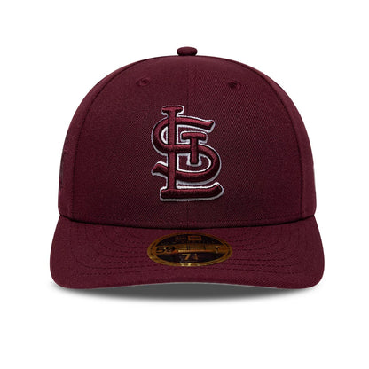 Pictured is this MLB College Varsity St. Louis Cardinals Low Profile 59FIFTY Fitted cap in dark red. 3
