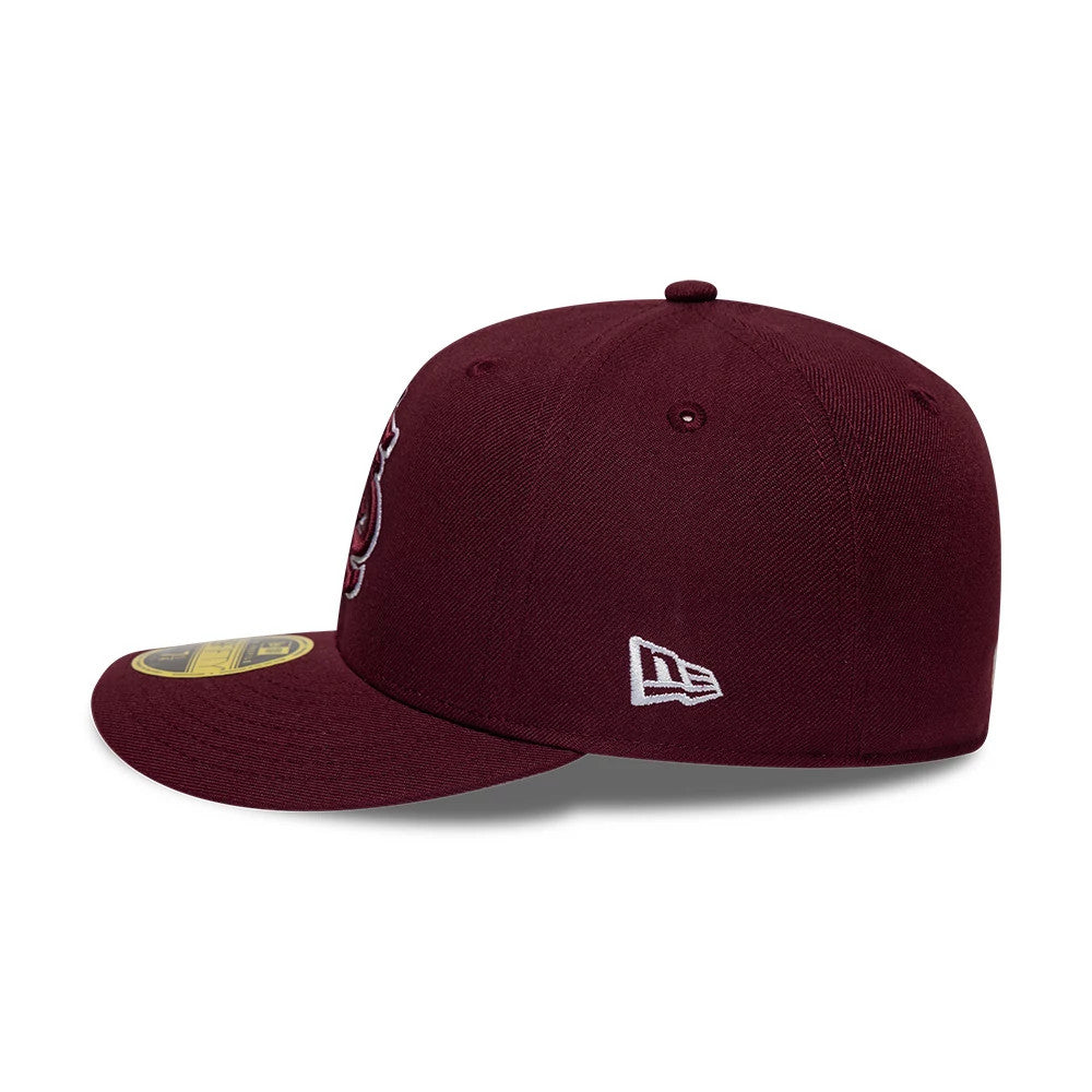 Pictured is this MLB College Varsity St. Louis Cardinals Low Profile 59FIFTY Fitted cap in dark red. 5