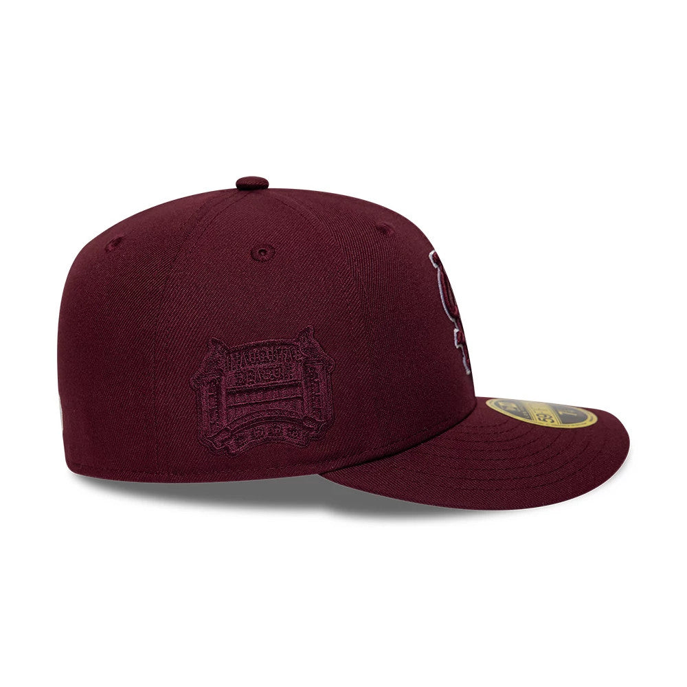Pictured is this MLB College Varsity St. Louis Cardinals Low Profile 59FIFTY Fitted cap in dark red. 6