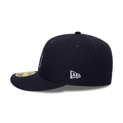 Pictured is this MLB College Varsity LA Dodgers Low Profile 59FIFTY Fitted cap in navy. 5