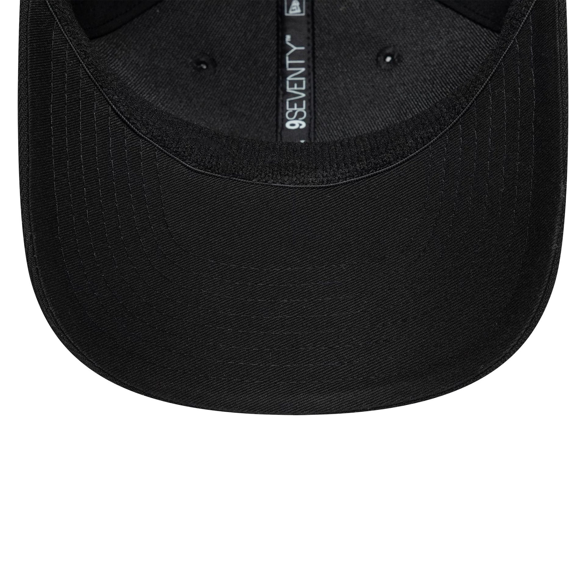 Pictured is this New Era Big Script 9SEVENTY Stretch Snap cap in black. 7