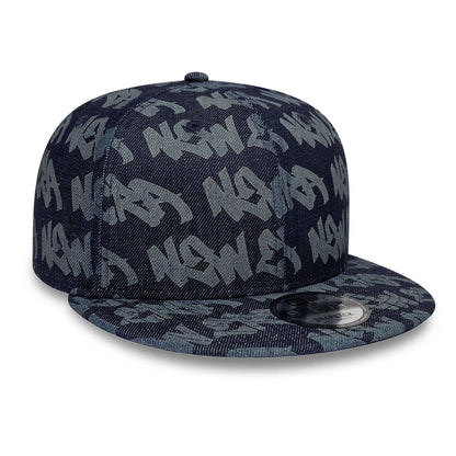 Pictured is this New Era Laser Burnout Denim 9FIFTY Snapback Adjustable cap in navy. 3