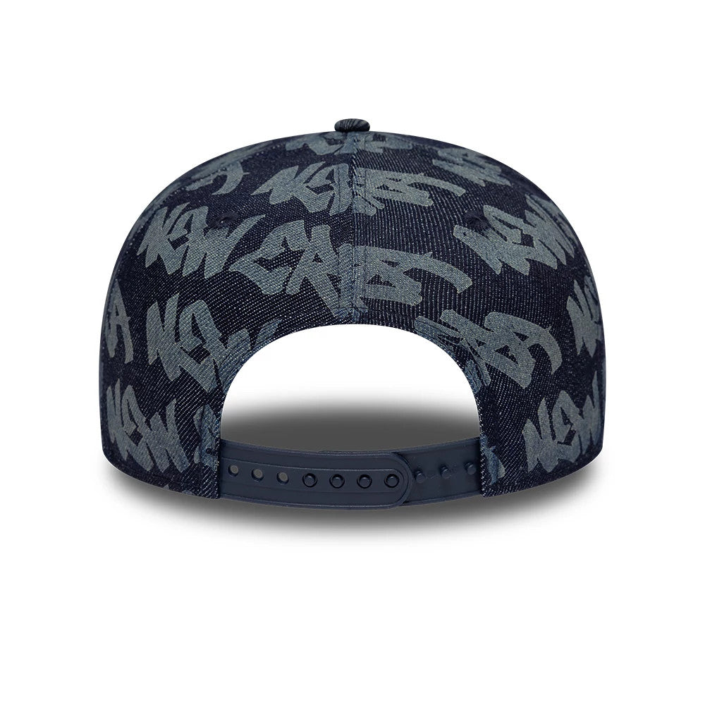 Pictured is this New Era Laser Burnout Denim 9FIFTY Snapback Adjustable cap in navy. 6