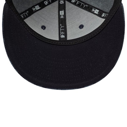 Pictured is this New Era Laser Burnout Denim 9FIFTY Snapback Adjustable cap in navy. 7